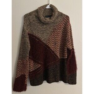 Sigrid Olsen Large Hand Knitted Silk Blend Sweater Retro 80s 90s Cottage Granny